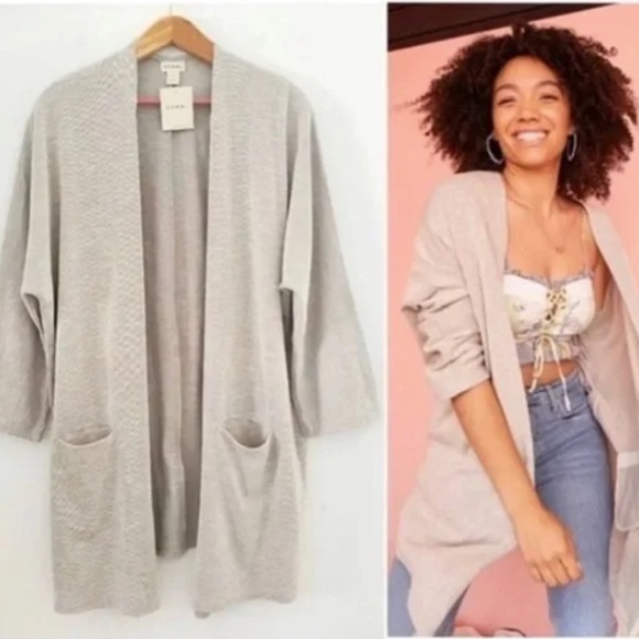 NWT DONNI WOMENS LOUNGEWEAR SANDWASH OPEN FRONT CARDIGAN RIBBED ON SIZE FITS ALL - Picture 1 of 6